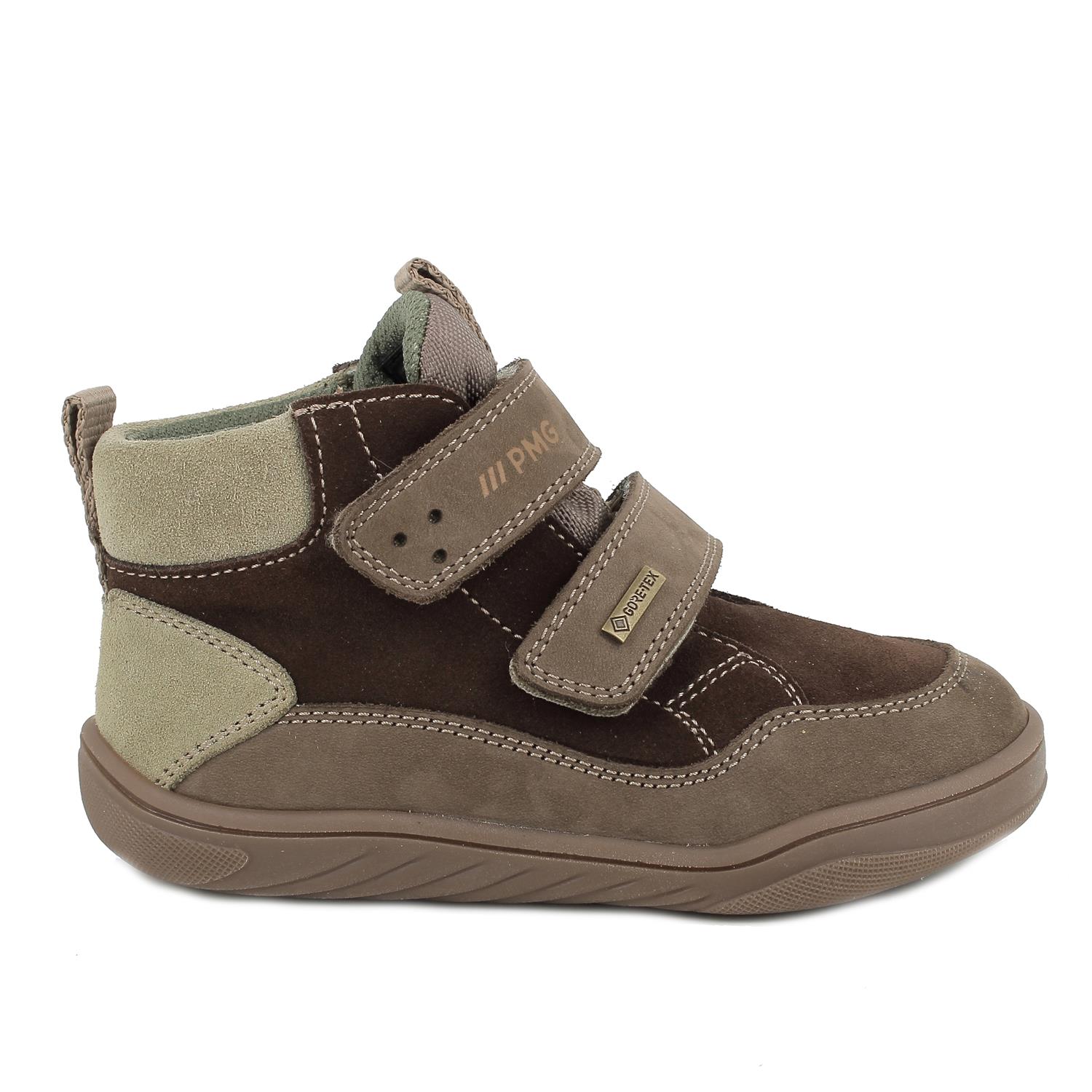Bottillon gore-tex pour garçon brun et vert avec velcro