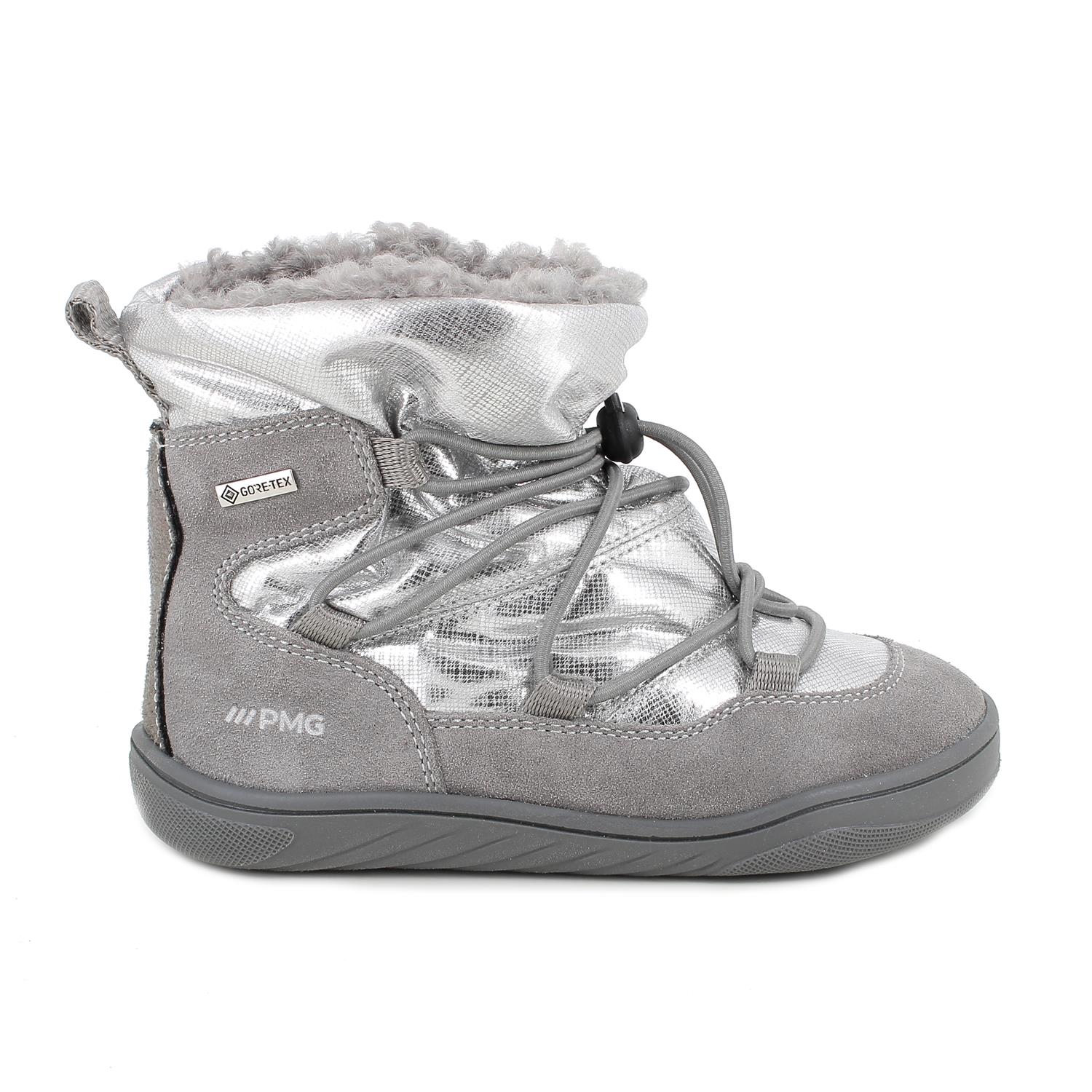 Stivaletti&#x20;gore-tex&#x20;da&#x20;bambina&#x20;grigio&#x20;e&#x20;argento&#x20;con&#x20;elastico