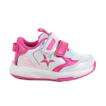 Sneakers for girls white and fuchsia with velcro Sneakers for girls white and fuchsia with velcro