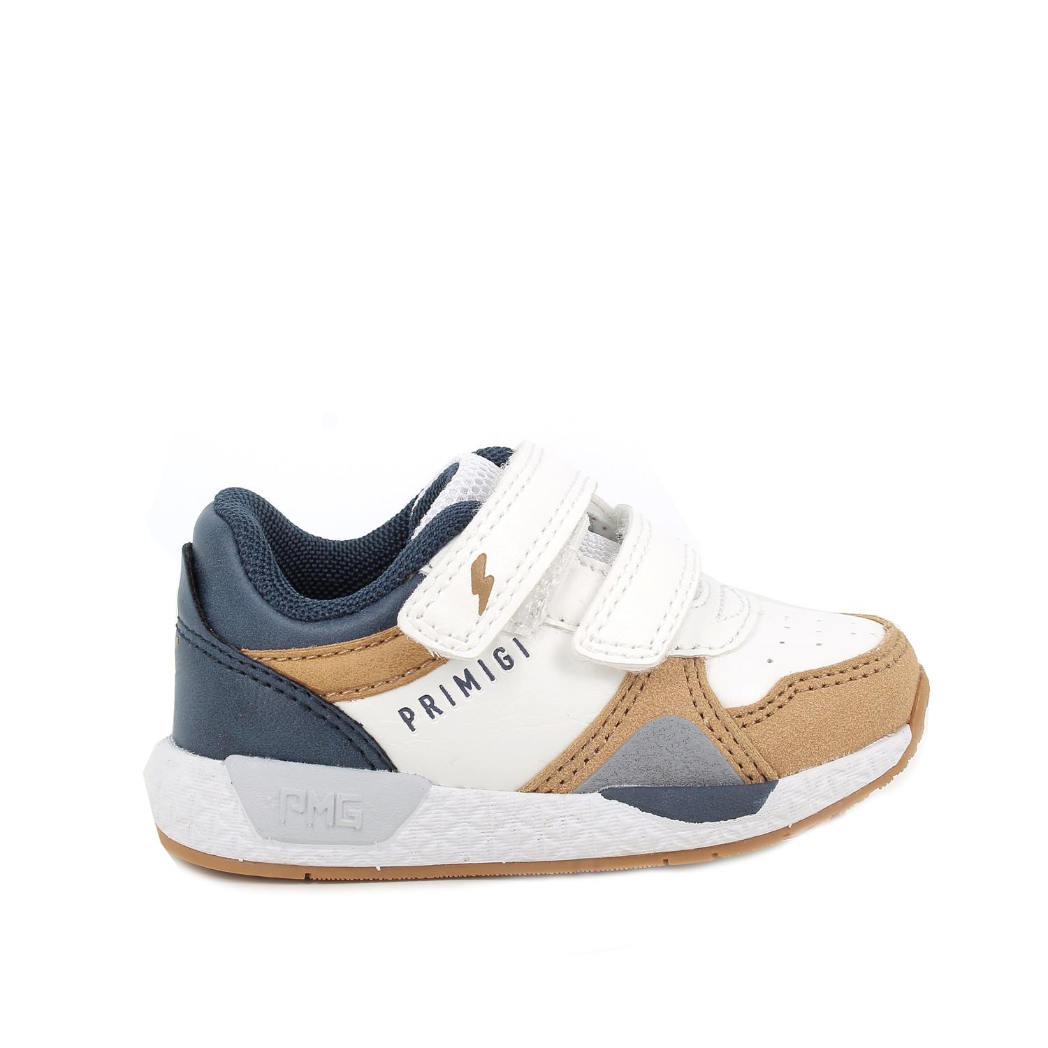 JUNGE&#x20;SNEAKER&#x20;WEISS&#x20;UND&#x20;BRAUN&#x20;MIT&#x20;VELCRO