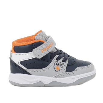 Sneakers da bambino grigio e blu con strap Sneakers da bambino grigio e blu con strap