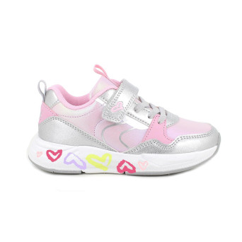 Sneaker pour fille rose et argent avec velcro Sneaker pour fille rose et argent avec velcro