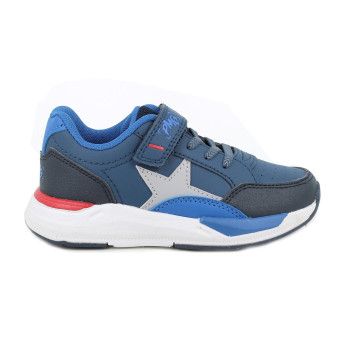 Sneakers da bambino blu con strap Sneakers da bambino blu con strap