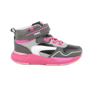 Sneaker pour fille gris et fuxia avec velcro Sneaker pour fille gris et fuxia avec velcro