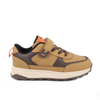 Sneakers da bambino giallo e marrone con strap Sneakers da bambino giallo e marrone con strap