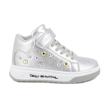 Sneakers da bambina argento con strap Sneakers da bambina argento con strap