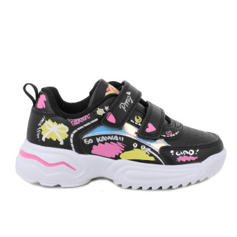 Sneakers da bambina nero con strap Sneakers da bambina nero con strap