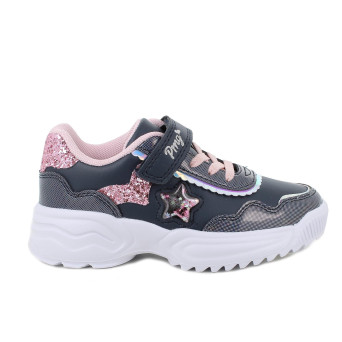 Sneakers da bambina blu con strap Sneakers da bambina blu con strap