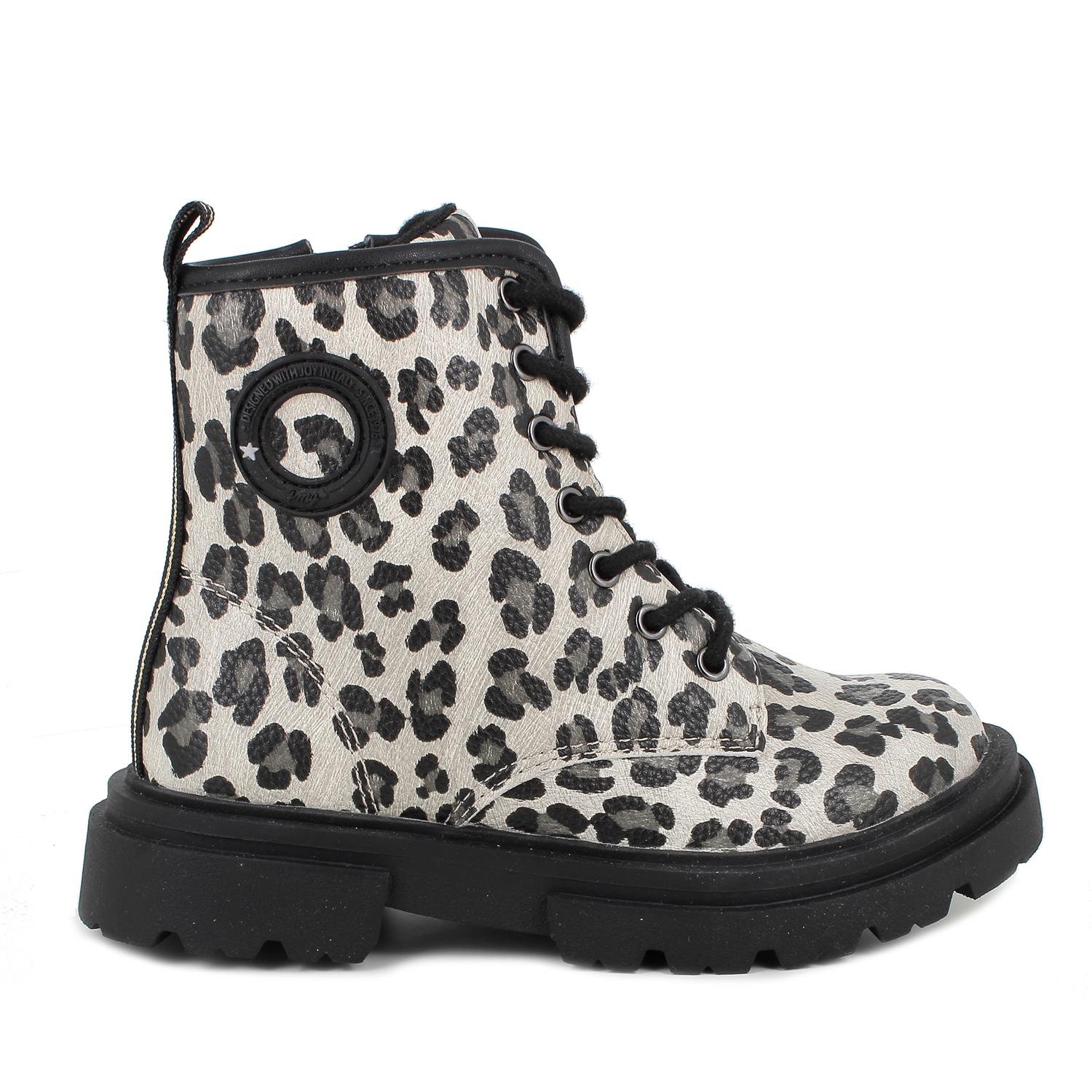 Anfibi&#x20;da&#x20;bambina&#x20;nero&#x20;e&#x20;beige&#x20;con&#x20;zip