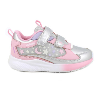 Sneakers da bambina argento e rosa con strap Sneakers da bambina argento e rosa con strap