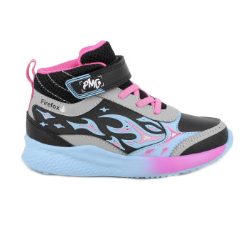 Sneakers da bambina nero e celeste con strap Sneakers da bambina nero e celeste con strap