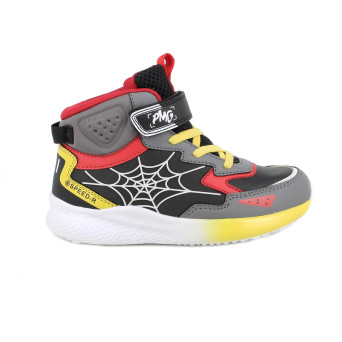 Sneaker pour garçon noir et gris avec velcro Sneaker pour garçon noir et gris avec velcro