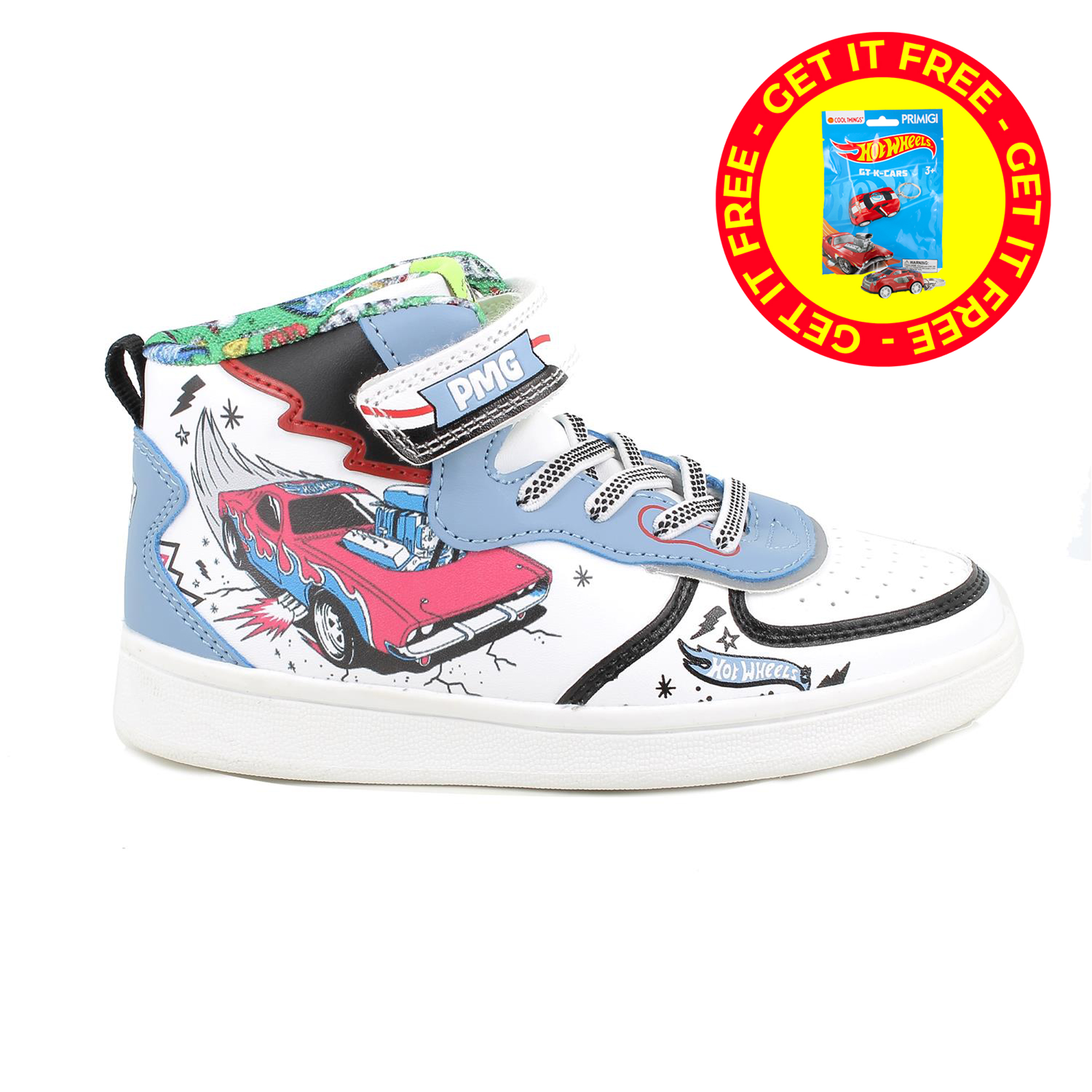 Sneakers white and sky blue with velcro Hot Wheels™