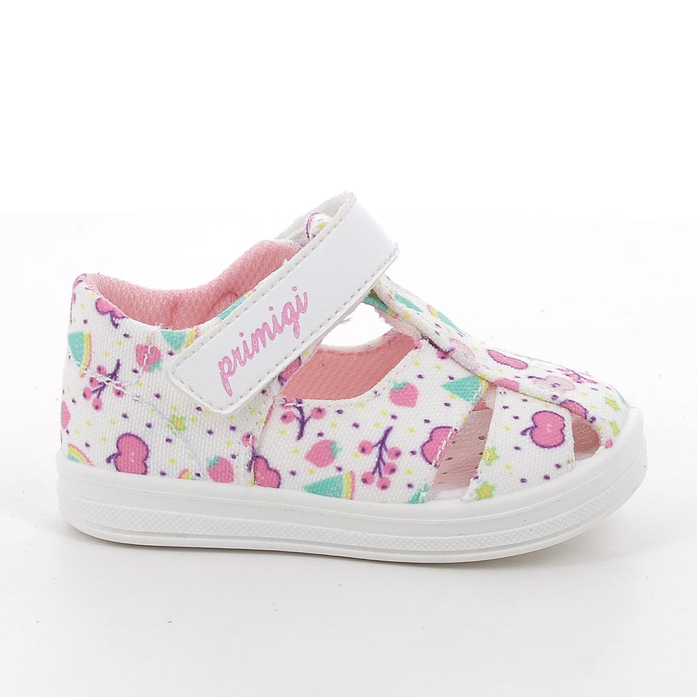 SANDALES POUR FILLE  BLANC ET FUCHSIA  AVEC VELCRO