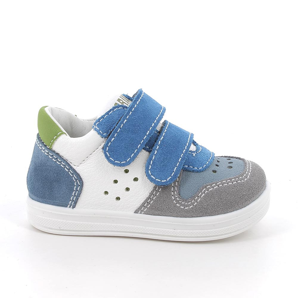SNEAKERS FOR BOY LIGHT BLUE AND WHITE WITH VELCRO