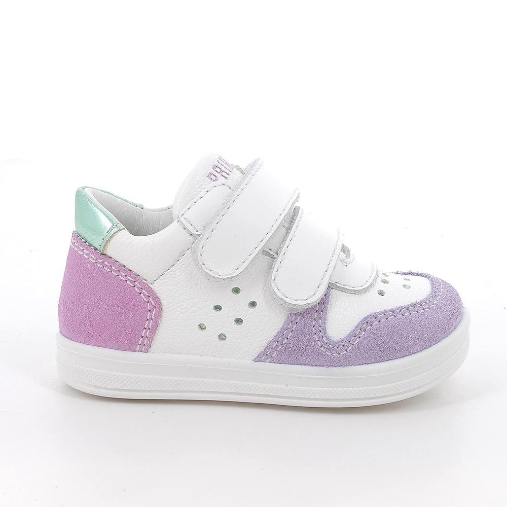SNEAKERS POUR FILLE  BIANCO ET VIOLET AVEC VELCRO