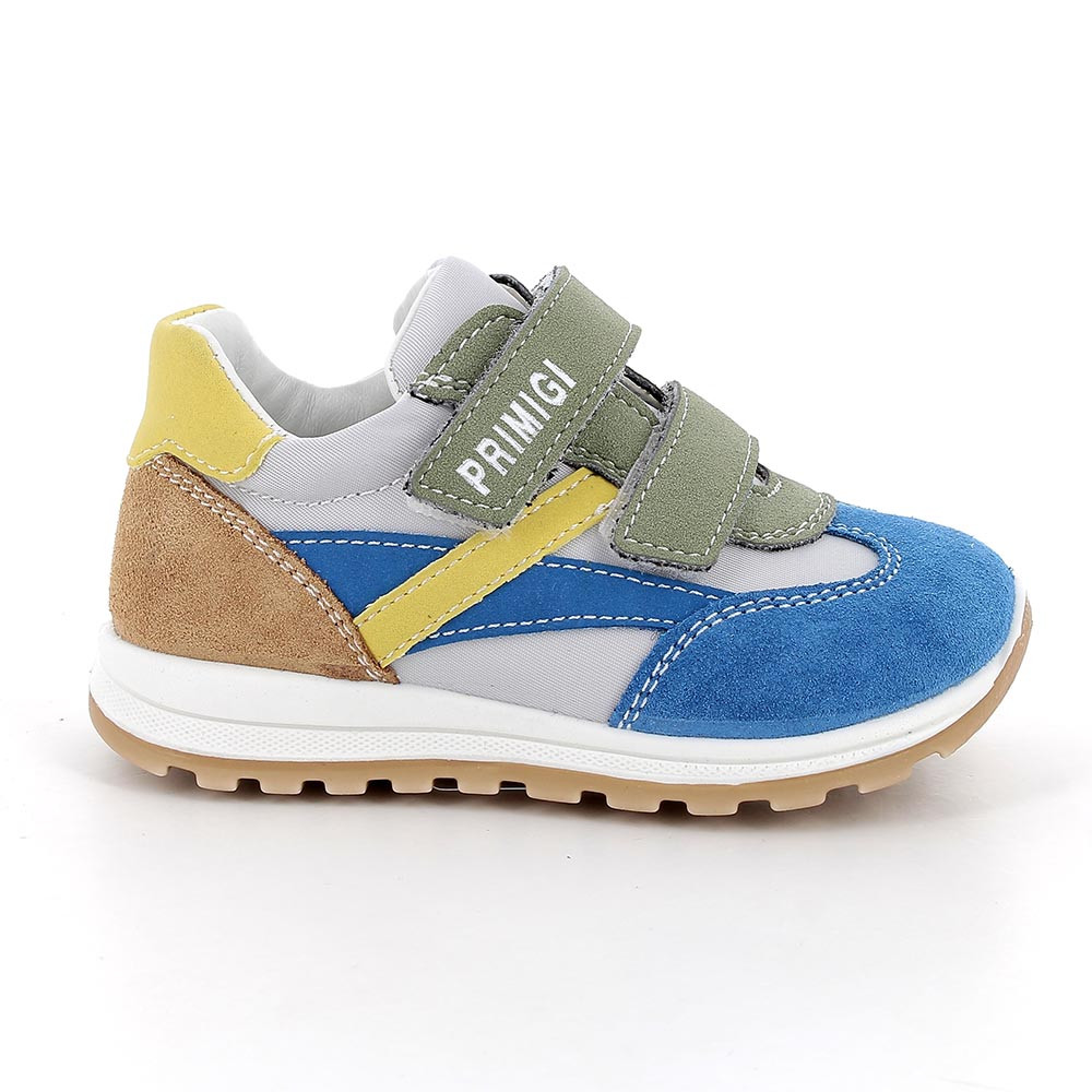 SNEAKERS FOR BOY LIGHT BLUE  AND GREEN WITH VELCRO