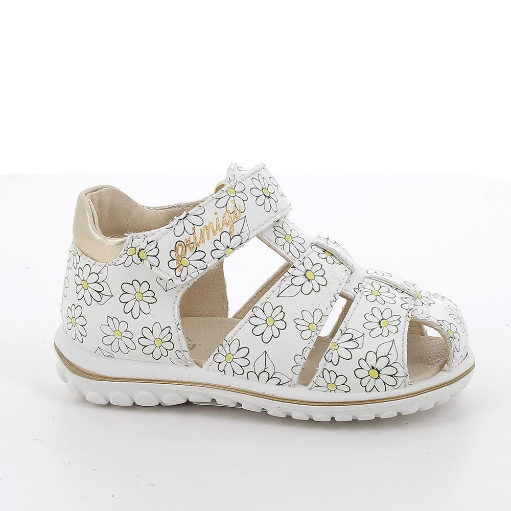 Sandale pour fille blanc et jaune avec velcro