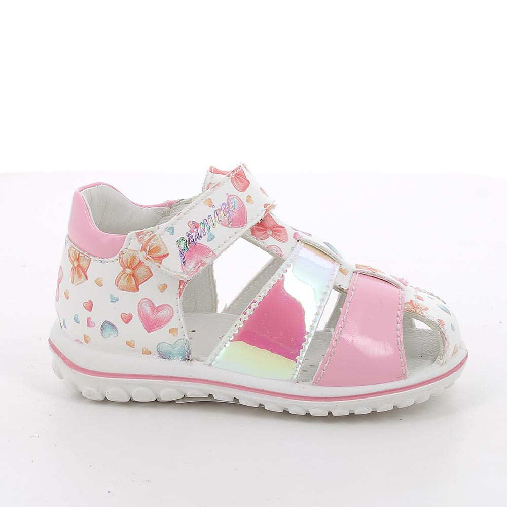 Sandale pour fille blanc et rose avec velcro