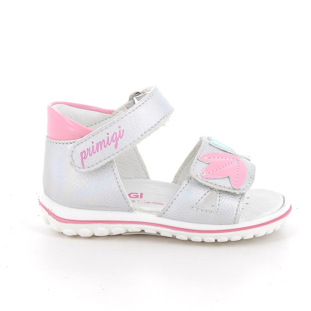 SANDALES POUR FILLE  ARGENT ET ROSE AVEC VELCRO