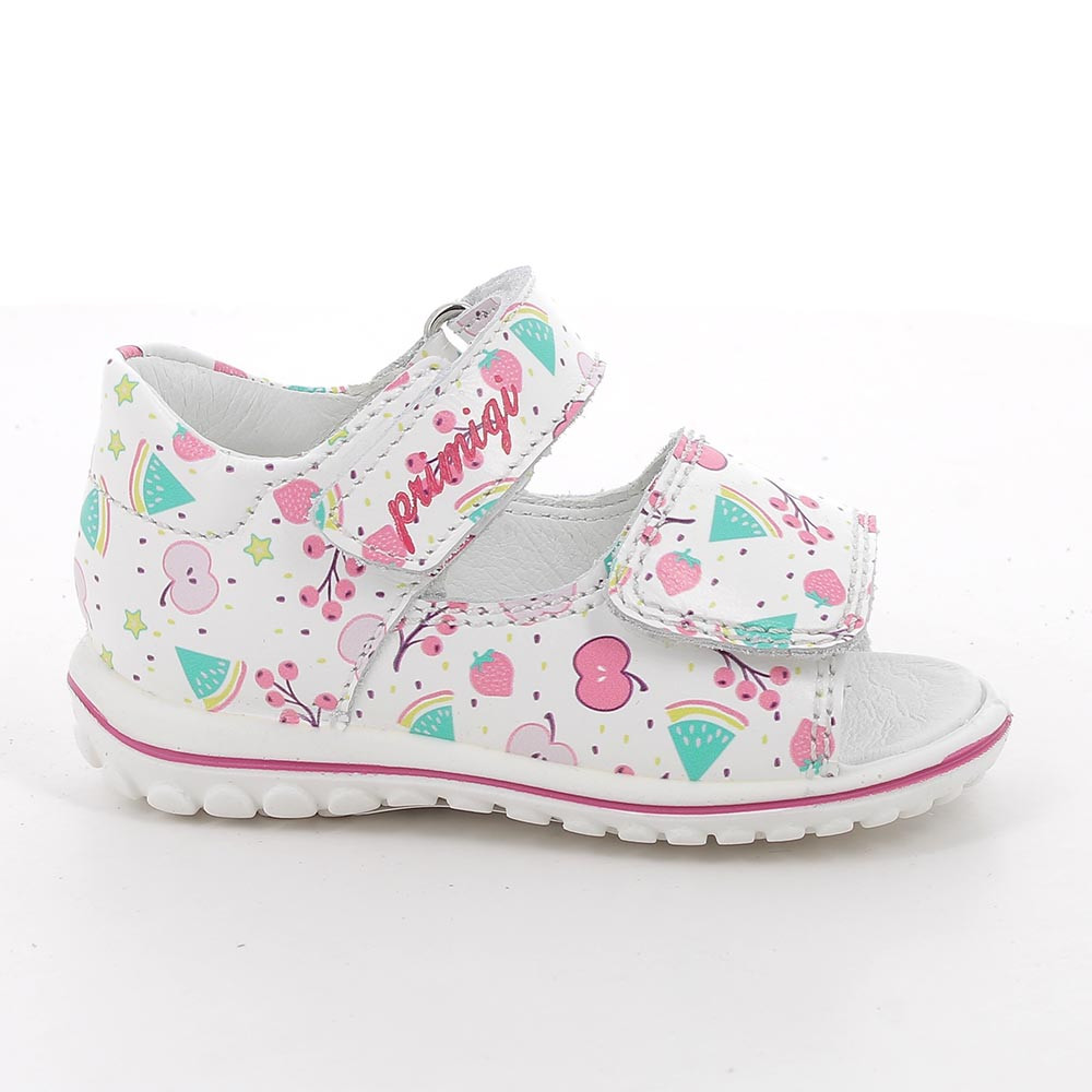 SANDALES POUR FILLE  BLANC ET FUCHSIA  AVEC VELCRO