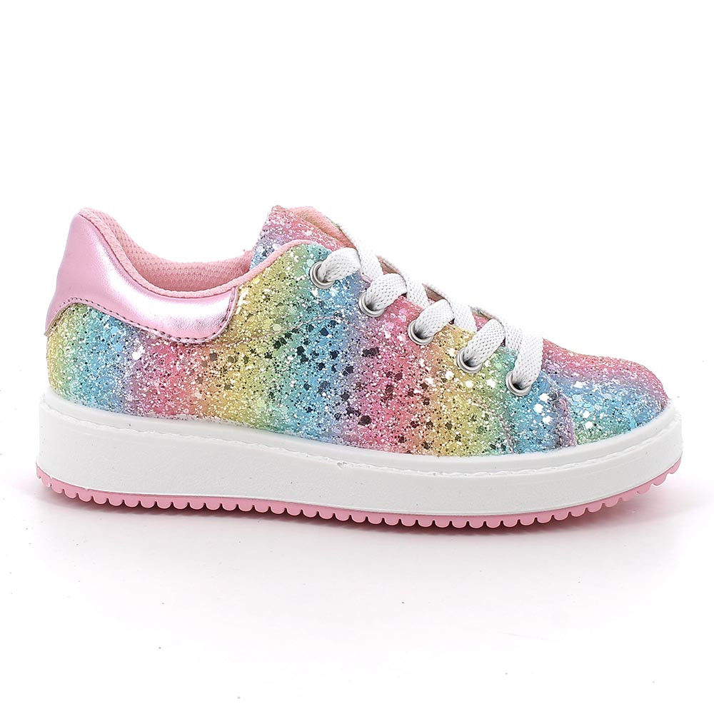 SNEAKER POUR FILLE  ROSE ET BLEU CLAIR AVEC ZIP