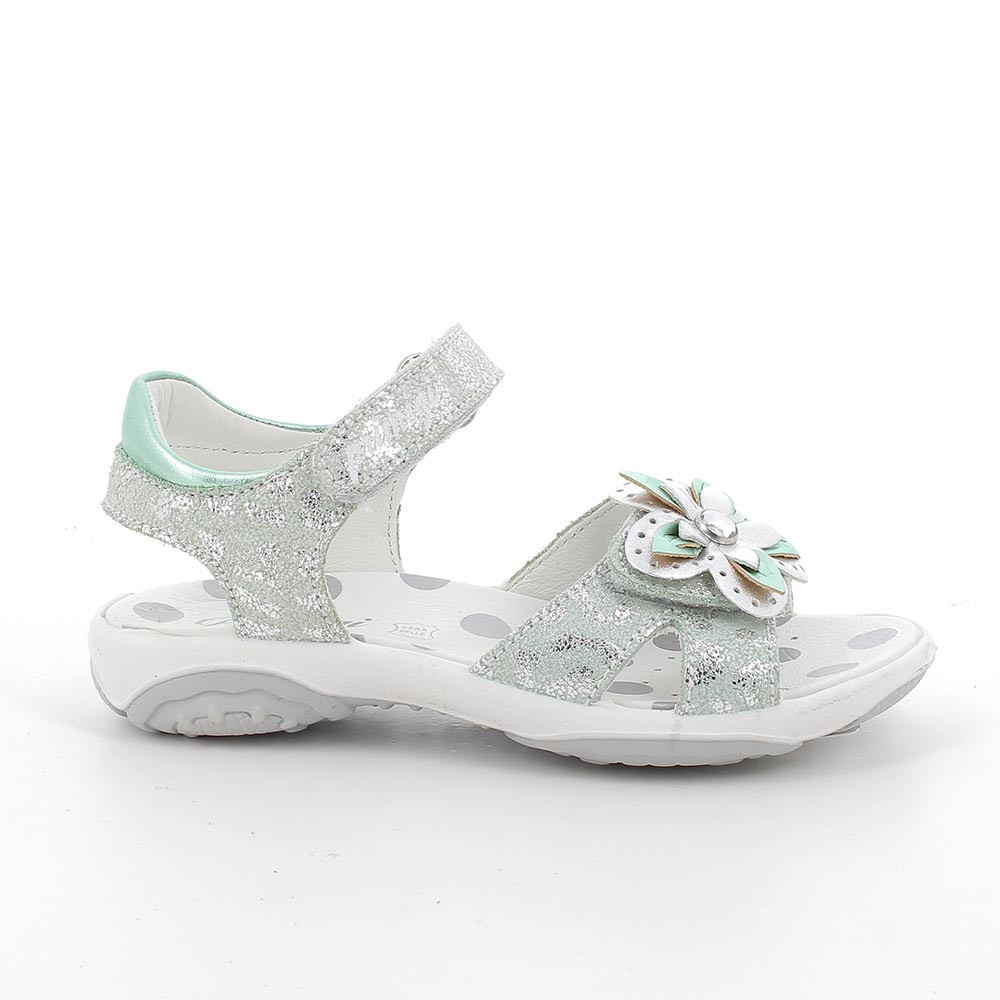 SANDALES POUR FILLE  VERT ET ARGENT  AVEC VELCRO