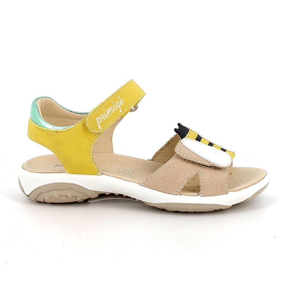 SANDALES POUR FILLE  JAUNE  ET BEIGE  AVEC VELCRO