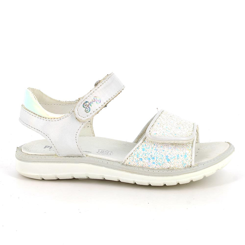 Sandale pour fille blanc et bleu clair avec velcro