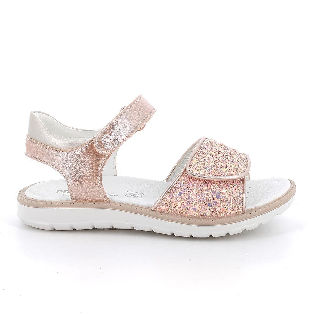 Sandale pour fille rose et beige avec velcro