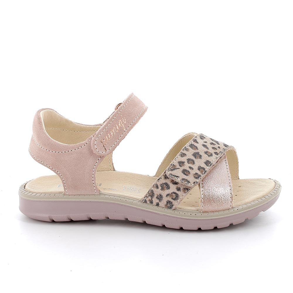 Sandale pour fille rose et beige avec velcro