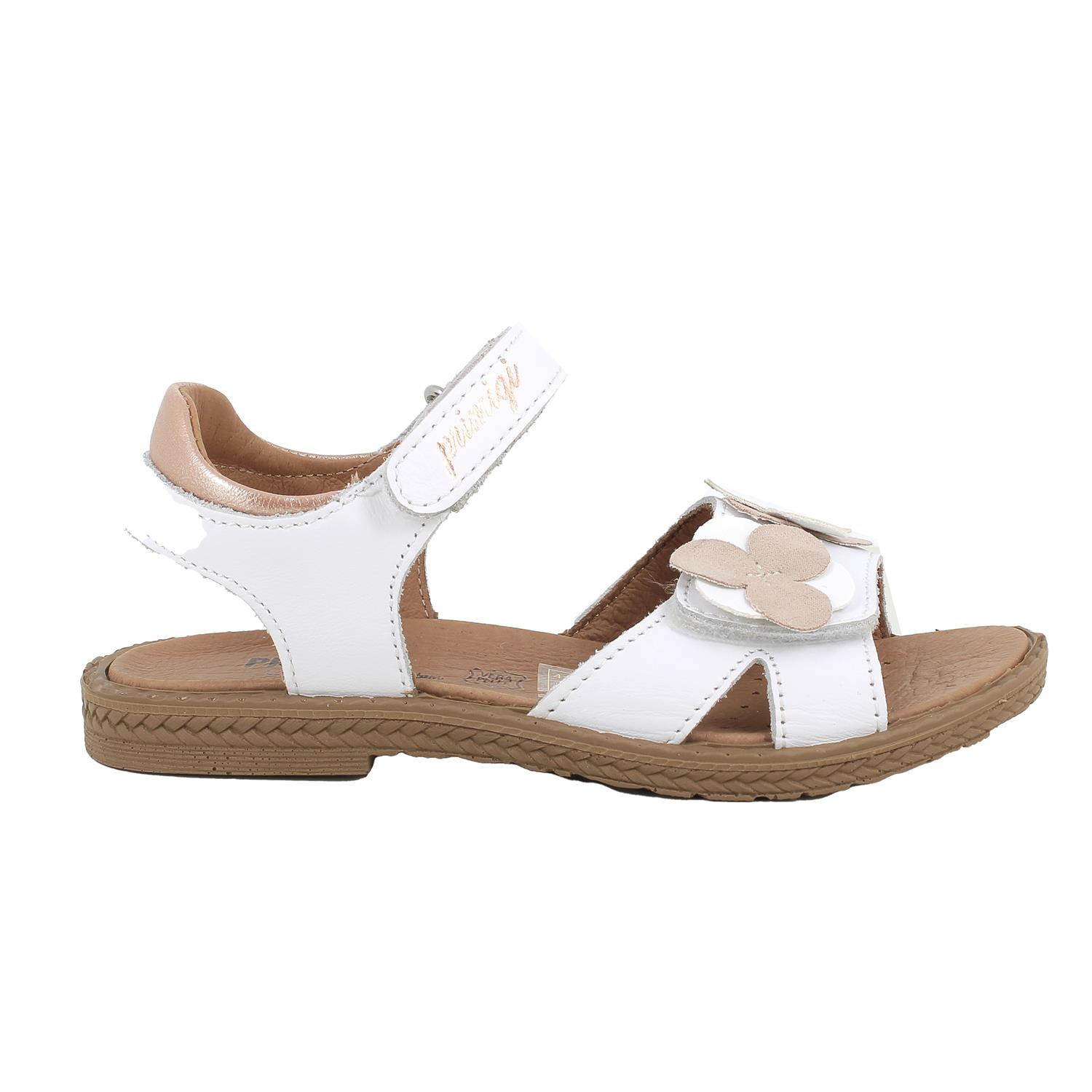 Sandalia para niña blanco y rosa con velcro