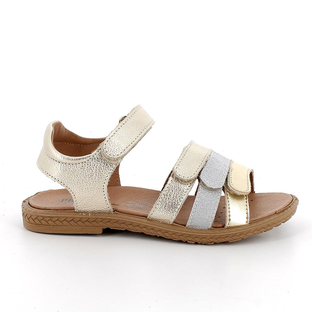 SANDALES POUR FILLE  PLATINUM ET ARGENT  AVEC VELCRO