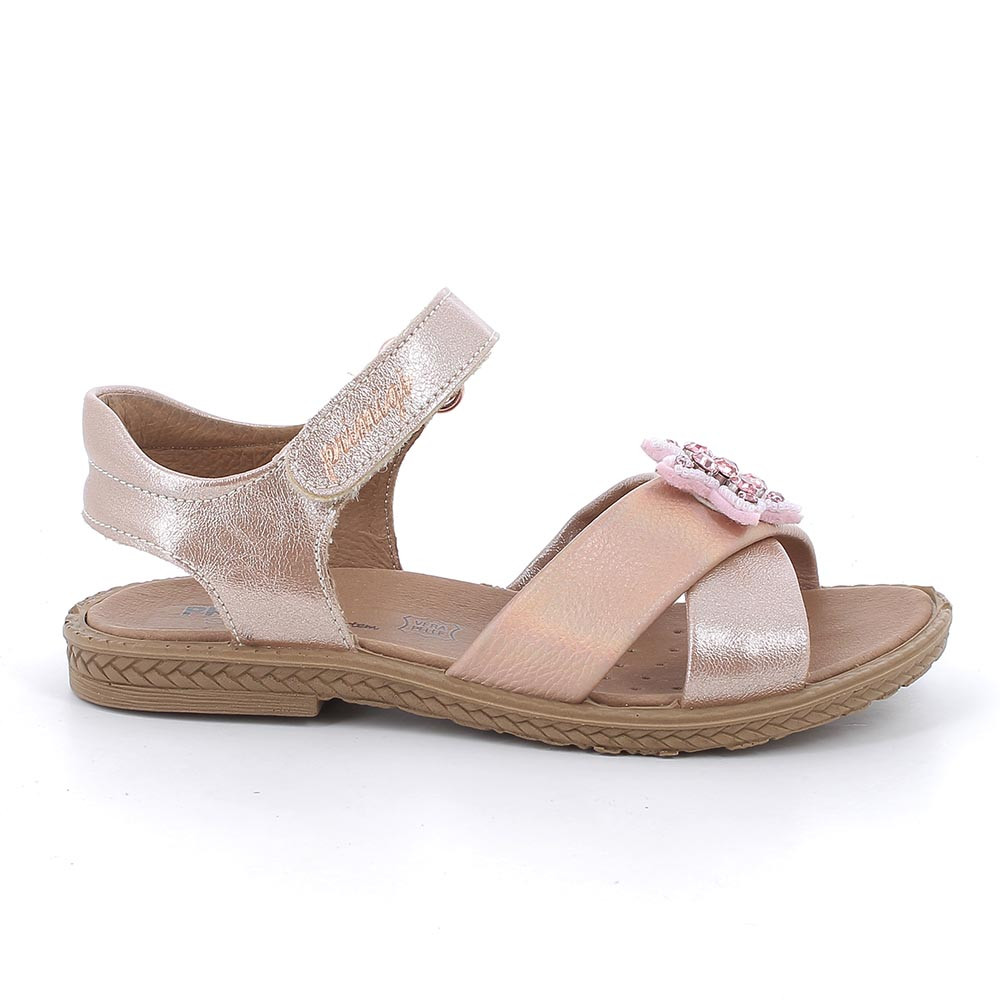 Sandale pour fille rose et beige avec velcro