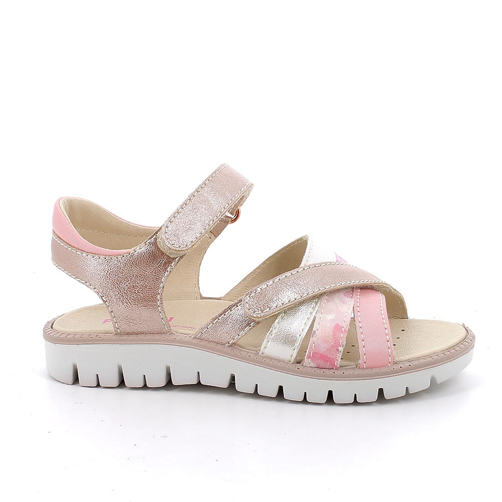 Sandale pour fille rose et beige avec velcro