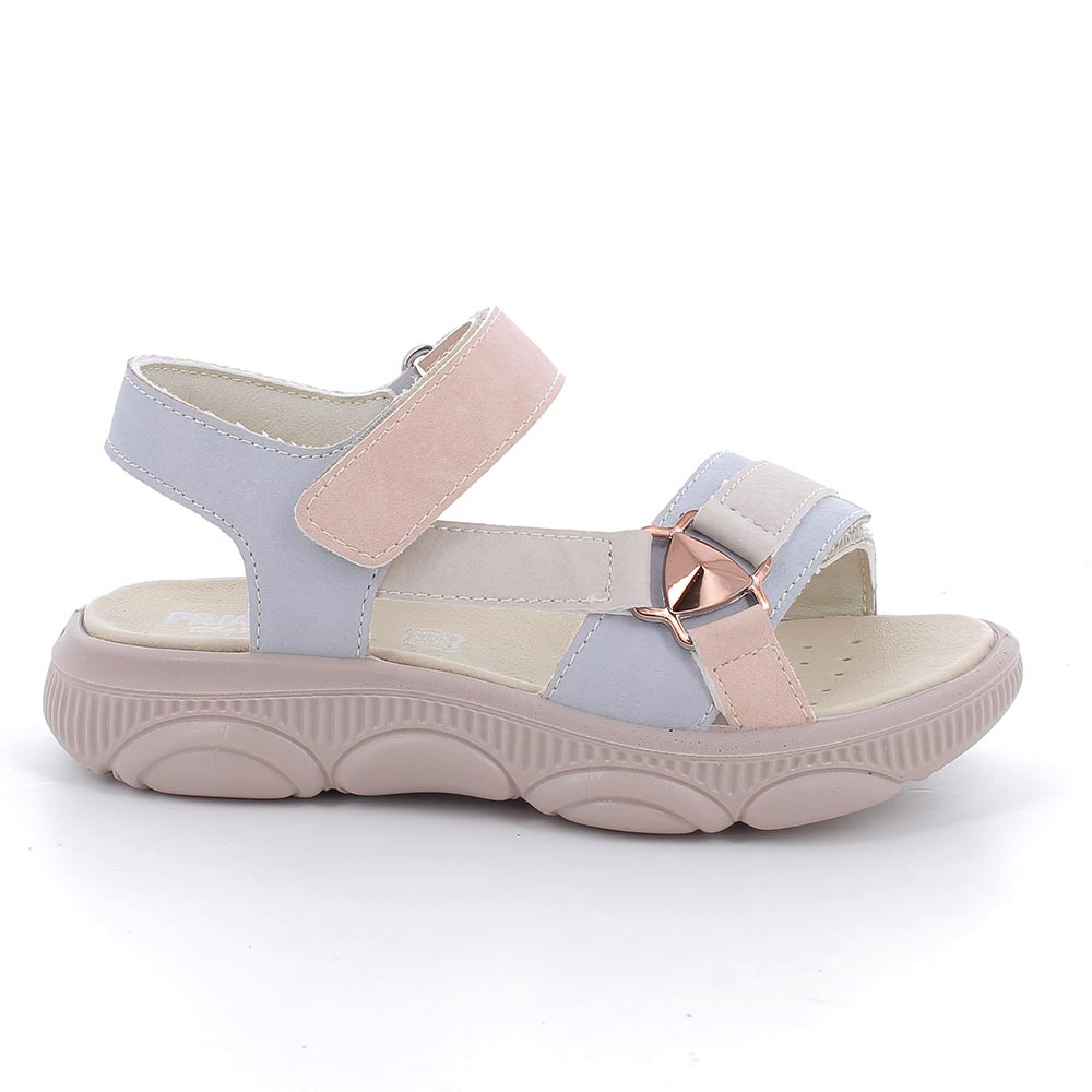 SANDALES POUR FILLE  BLEU CLAIR ET ROSE  AVEC VELCRO