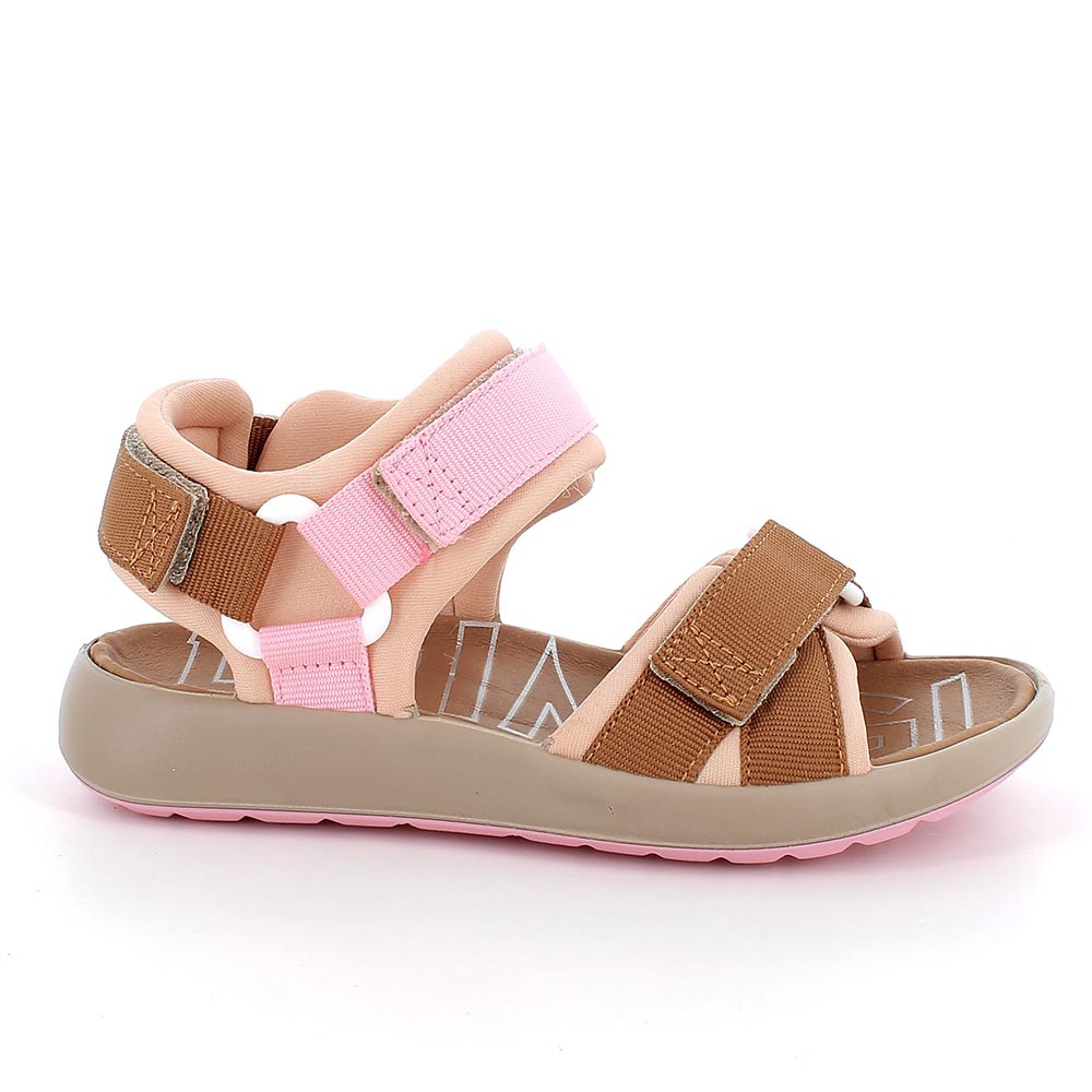 SANDALES POUR FILLE  ROSE ET BRUN   AVEC VELCRO