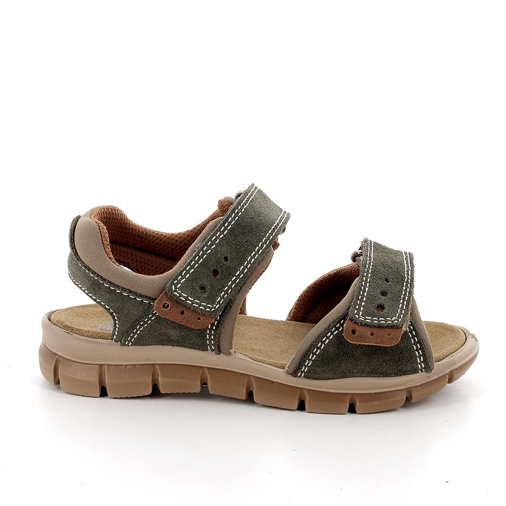 Sandali da bambino verde e beige con strap