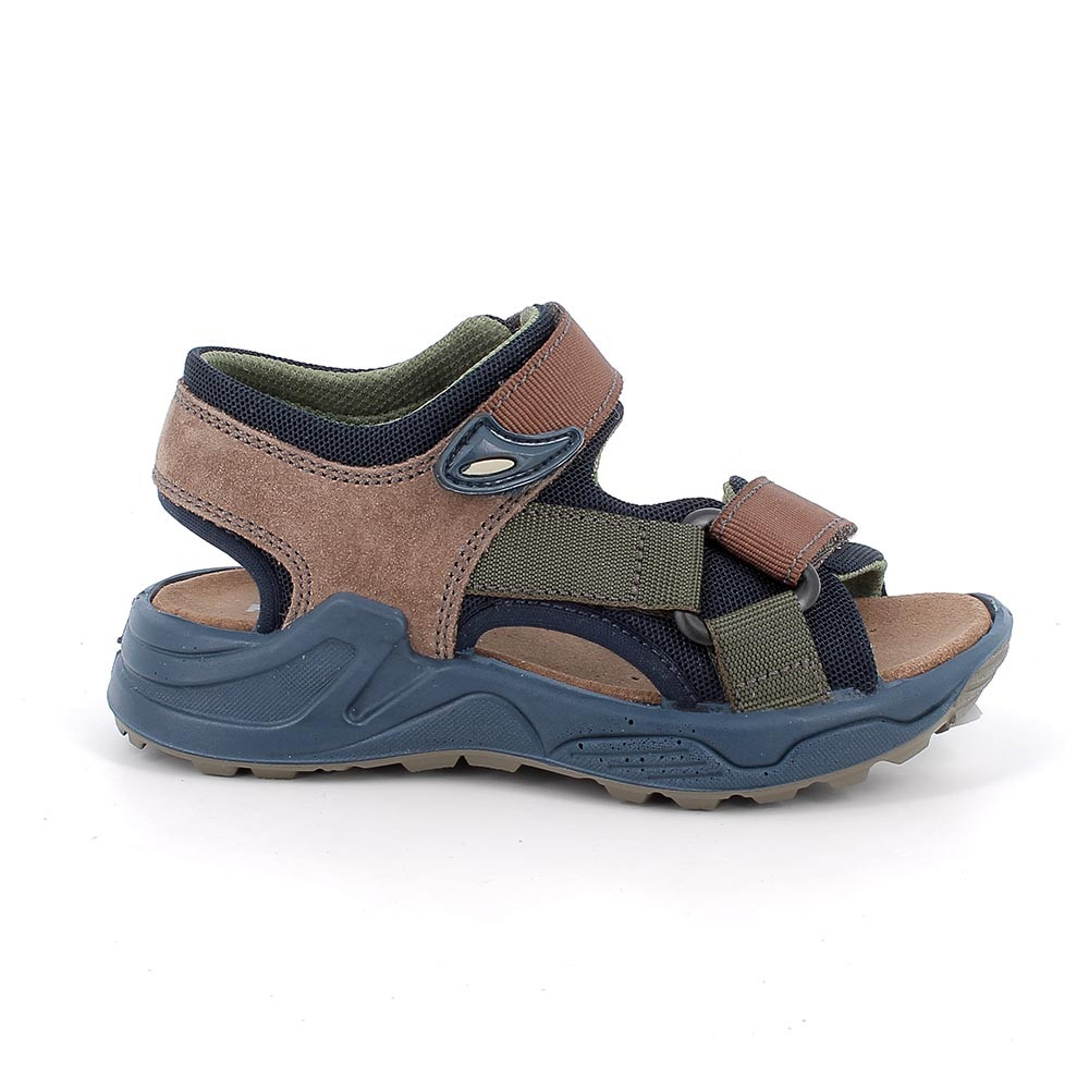 SANDALES POUR GARÇON BRUN ET BLEU  AVEC VELCRO