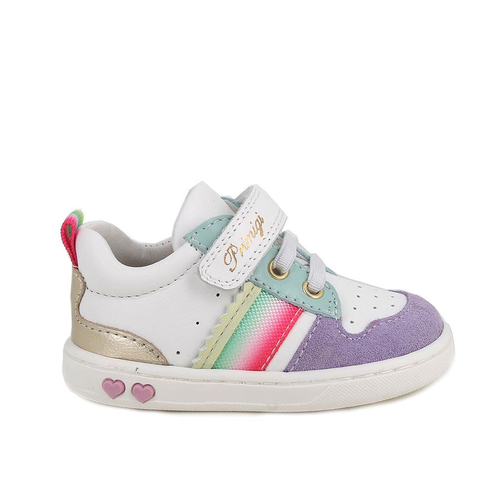 SNEAKER POUR GARÇON    BLANC ET VIOLET AVEC VELCRO