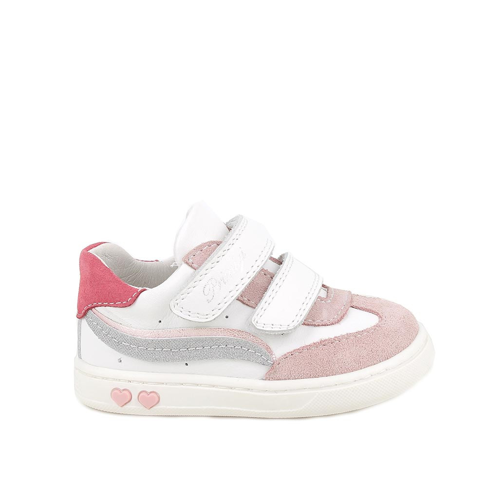SNEAKERS POUR FILLE  BLANC ET ROSE  AVEC VELCRO