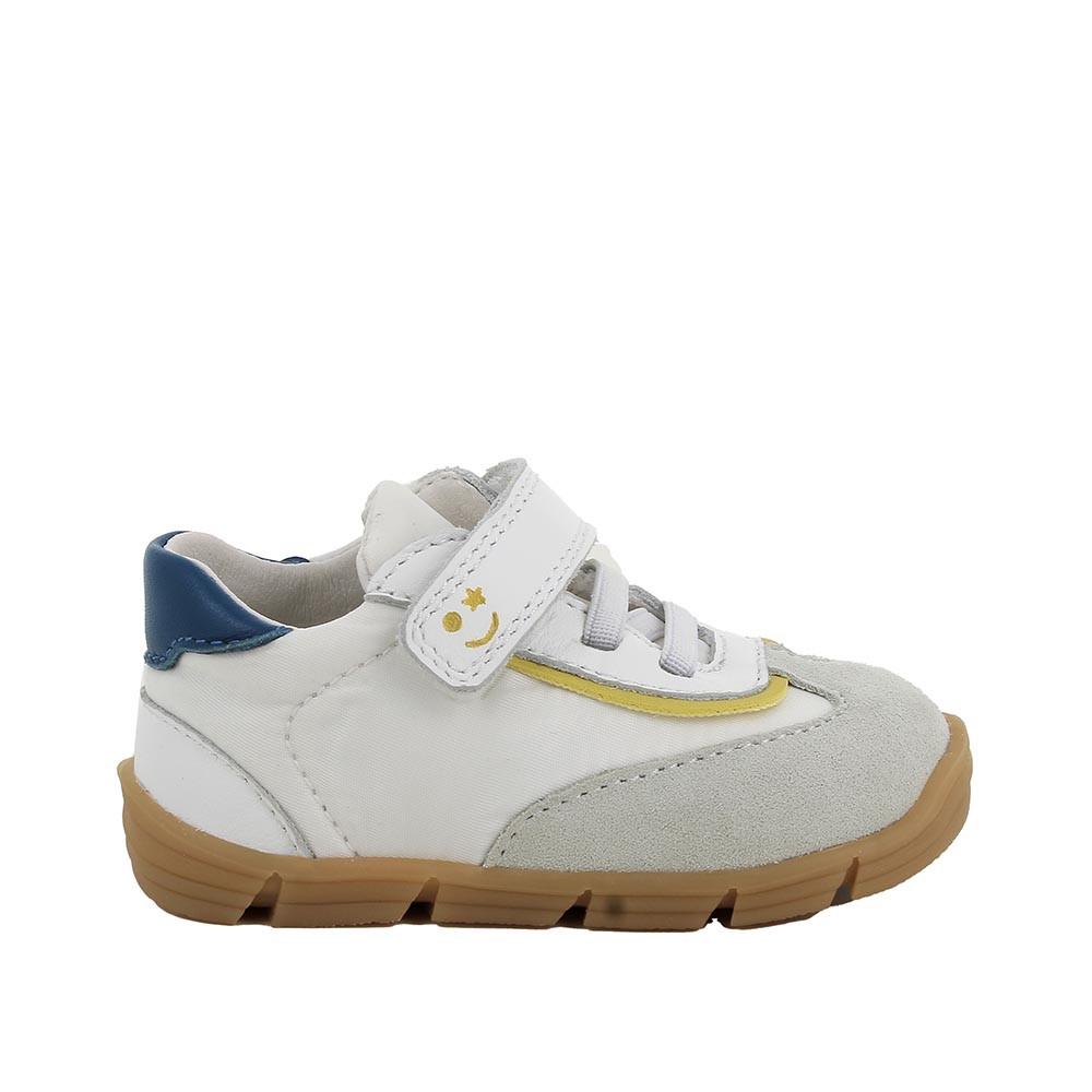 SNEAKERS FOR BOY  WHITE AND YELLOW WITH VELCRO
