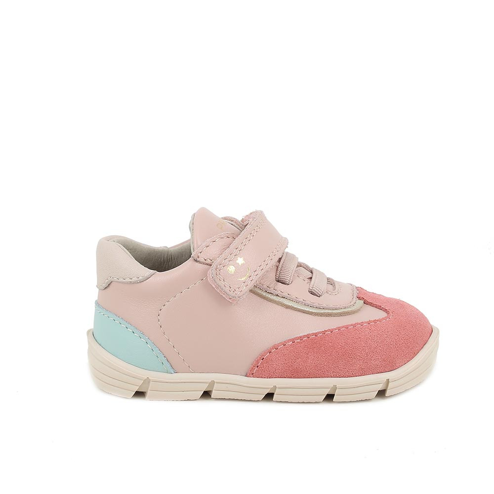 SNEAKER POUR FILLE   ROSE ET BEIGE AVEC VELCRO