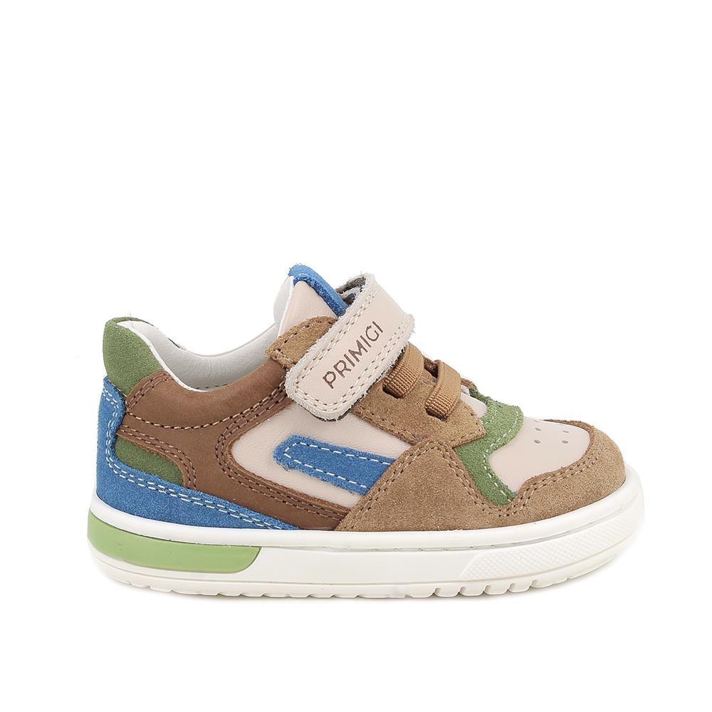 SNEAKERS FOR BOY  BEIGE AND BROWN WITH VELCRO