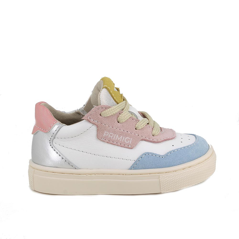SNEAKERS POUR FILLE  BLANC  ET BLUE CLAIR  AVEC ZIP