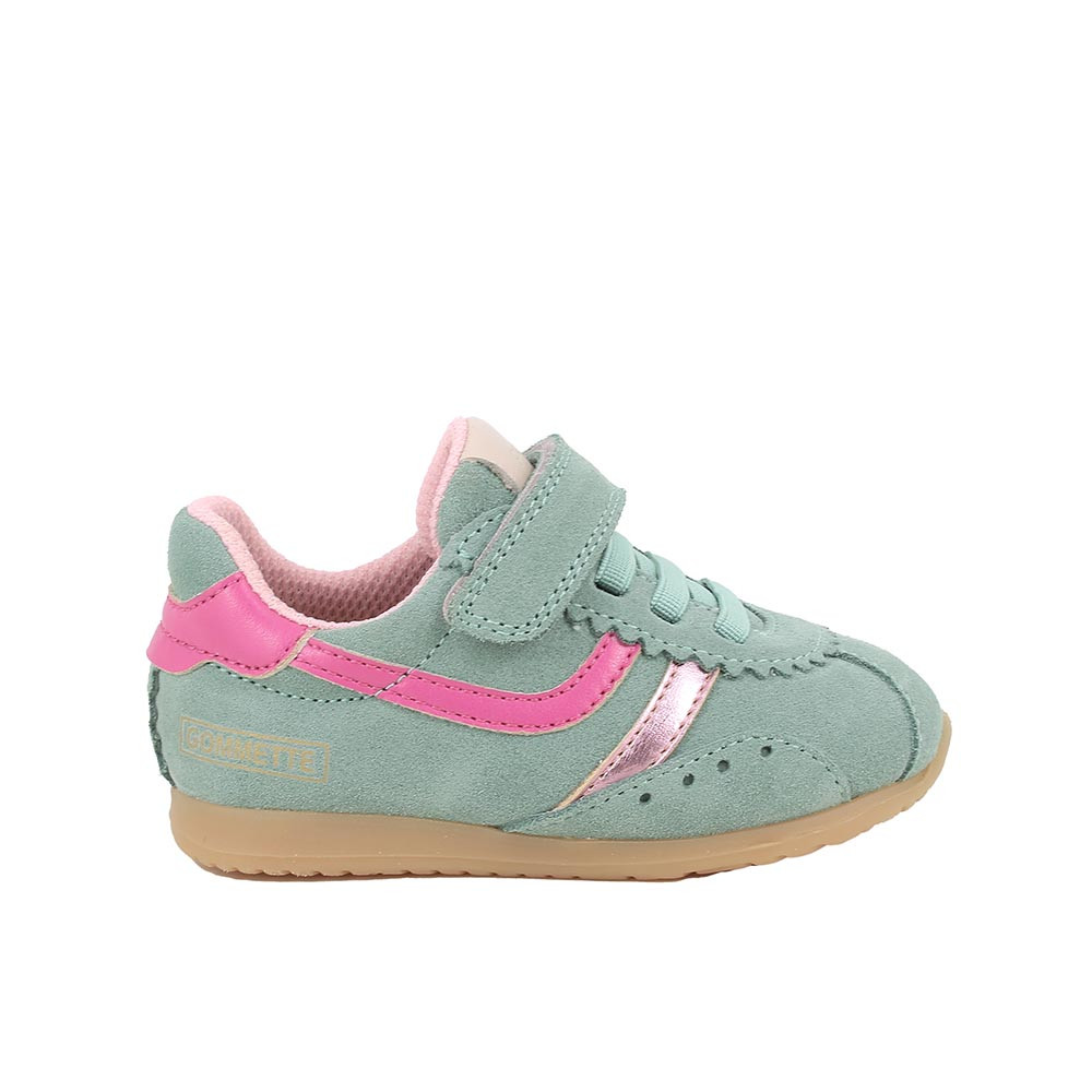 SNEAKER POUR FILLE  VERT ET ROSE AVEC VELCRO