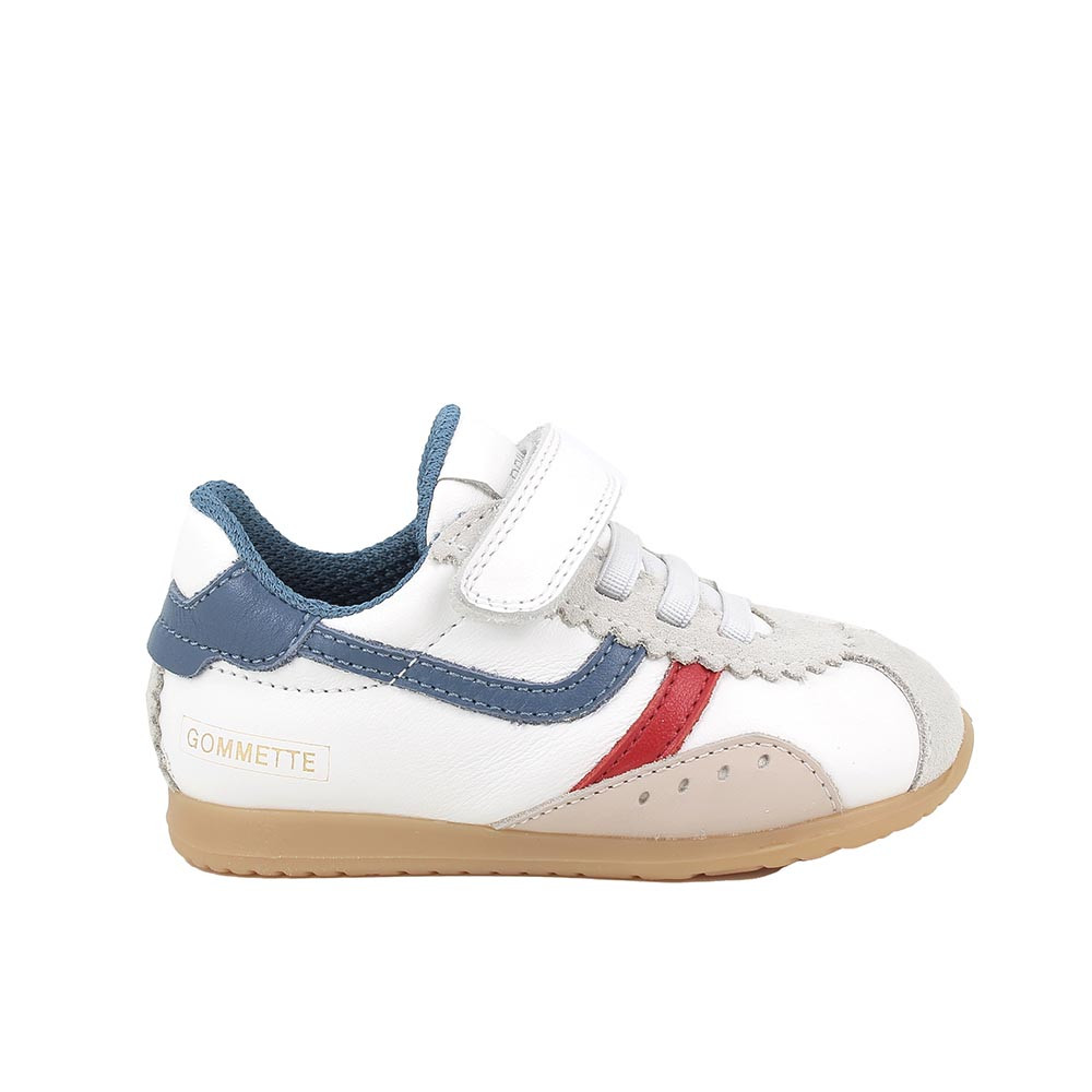 SNEAKERS FOR BOY  WHITE AND BLUE WITH VELCRO