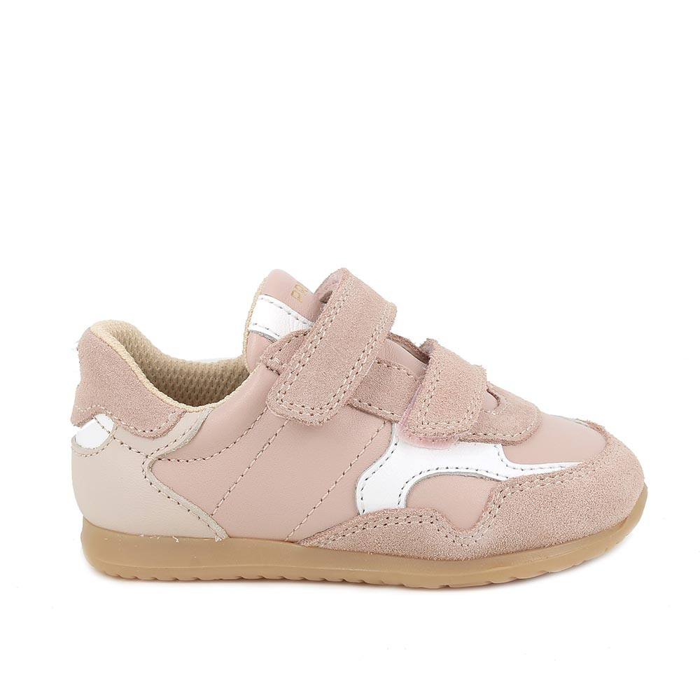 SNEAKER POUR FILLE   ROSE ET BEIGE AVEC VELCRO