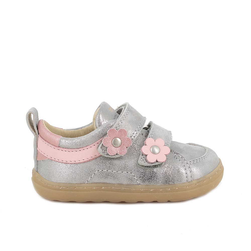 SNEAKERS POUR FILLE  ARGENT  AVEC VELCRO