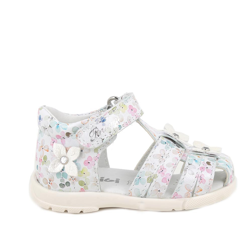Sandale pour fille blanc et bleu clair avec velcro